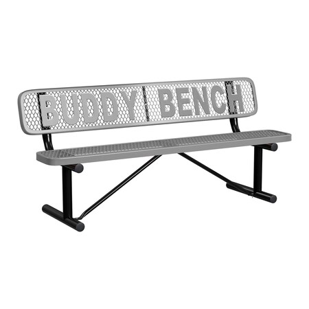 Leisure Craft 6' Personalized Standard Buddy Bench Bench With Back, Expanded Metal, Portable, Gray PB6WBP-GRAY