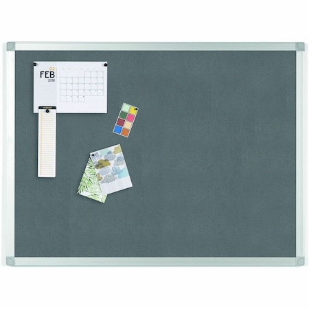 Mastervision Gray Felt Bulletin Board, 18" X 24", Aluminum Frame FA02429214