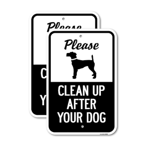 Signmission Please Clean Up After Your Dog, 12'' X 18'' 2 Signs, Heavy Gauge Aluminum, 2PK A-1218-2PACK-24883