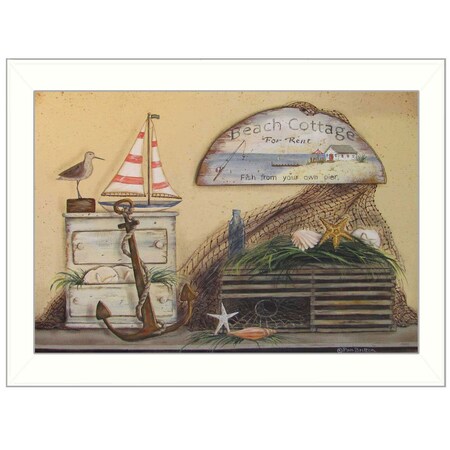 Homeroots Beach Cottage White Framed Print Wall Art 404726