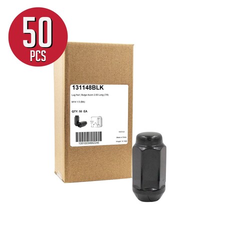 Coyote Wheel Accessories LUG NUTS, Carbon Steel, 2 in, 7/8 in Hex 131148BLK