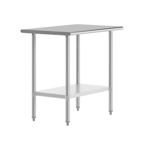 Flash Furniture Reese 24x36 Portable Work Table, Steel Top Shelf and Adjstbl Glvnzd Steel Undershelf NH-WT-2436-GG