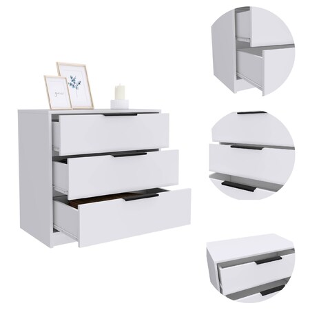 Homeroots 28" White Three Drawer Standard Chest 477761