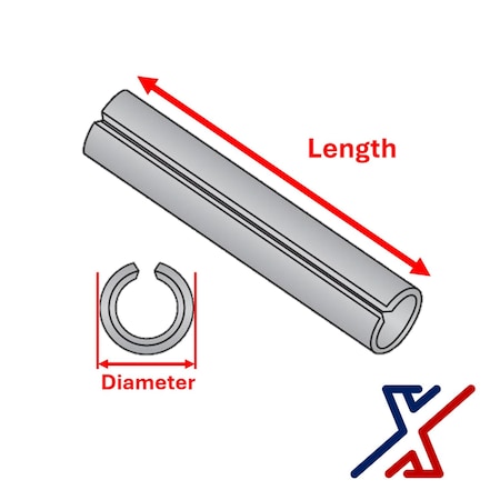 X1 Tools 5/8" Diameter x 3" Long Roll Pin / Spring Pin / Tension Pin, 250 Pins, 250PK X1E-CON-PIN-ROL-1600x250