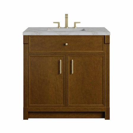 James Martin Vanities Bellshire 36" Single Vanity, Honey Oak w/ 3 CM Victorian Silver Silestone Top 660-V36-HNO-3VSL