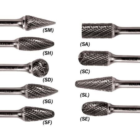 Walter Surface Technologies Carb Bur, Tree Sf 6" Shk 1/4"x3/8"x3/4" 01V614