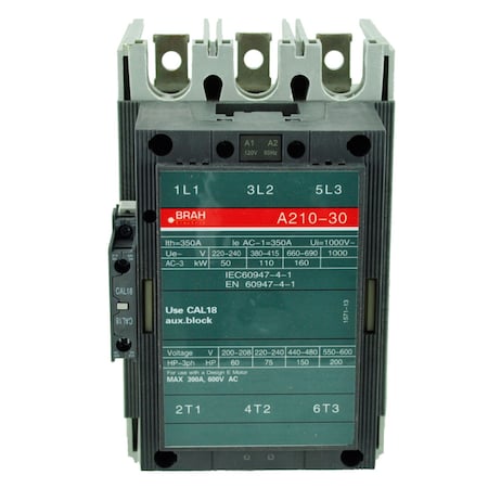 Brah Electric , Replacement 192A 600V 3P with 120VAC Closing Coil for A-Line Contactor A210-30-11-84 BA210-30-11-84