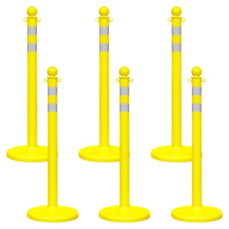 Mr. Chain Yellow Reflective Medium Duty Stanchion (6-Pack) 96449-6