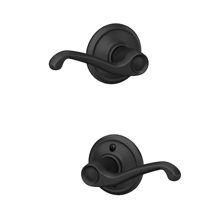 Schlage Residential Flair Lever Passage Lock with 16080 Latch and 10027 Strike Matte Black Finish F10FLA622