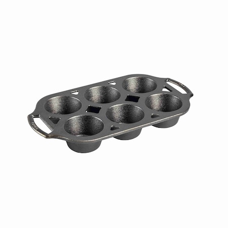 Lodge Seasoned Cast Iron Muffin Pan, 6 Impressions, 3PK BW6MFN