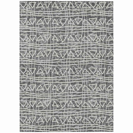 Homeroots 10' X 14' Charcoal Gray And Ivory Geometric Washable Indoor Outdoor Area Rug 583485