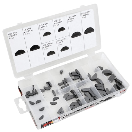 Performance Tool 80 pc. SAE Woodruff Key Assortment, SAE Sizes, Plastic Case W5343