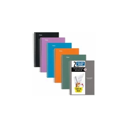 Five Star Mead College Ruled Notebook - 2 Subject(s) - 80 Sheets - Spiral - Ruled Margin - 6in x 9 1/2in, 2PK 840029A