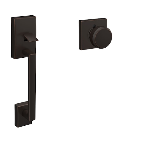 Schlage Residential Century with Bowery Knob with Collins Rose Bottom Half Handleset with 16080 Latch and 10063 FE285CEN716BWECOL