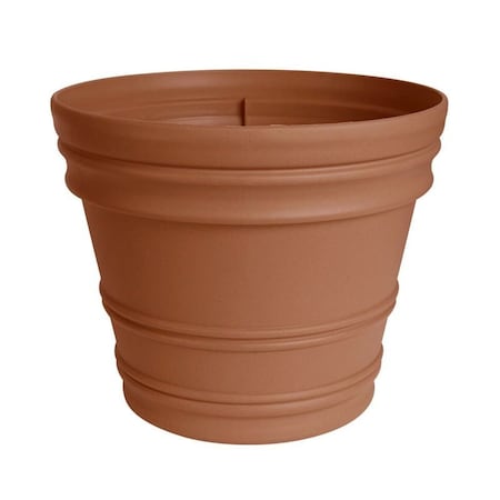 Bloem Planter, 16.65 in Dia, 14.69 in H, Tapered, Rolled Rim Design, Resin, Terracotta RR1646