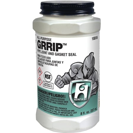Oatey Hercules GRRIP 15515 Pipe Joint and Gasket Seal, 8 oz Can, Liquid, Paste, Black 5100200