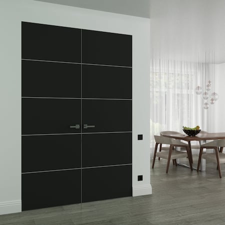 Sartodoors Hidden Double Doors, Planum 0020 Matte Black Concealed Metal Frame 60" x 96" (2* 30x96) Left-hand I PLANUM0020DMF-BLK-60x96-LH-I