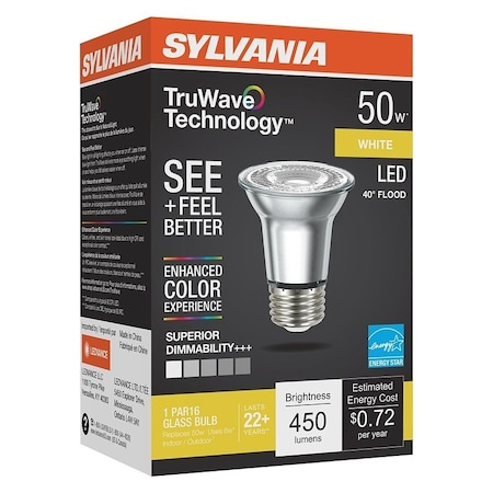 Sylvania Natural LED Bulb, Spotlight, PAR16 Lamp, E26 Lamp Base, Dimmable, Cool White Light 40930