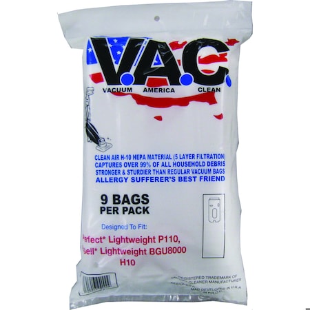 Vacuum America Clean Bissell Lightweight BGU8000, BGU8500, Perfect Lightweight P109, P110, H-10 HEPA Filtration, 9PK VAC 31