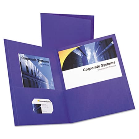 Teacher&Aposs Aid Twin-Pocket Portfolio Embossed Leather Grain Paper Purple 25-Box TE3328435