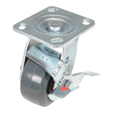 Vestil Rubber Swivel With Brake Caster 4 In. Diameter x 2 In. Width 551 Lb. Capacity Dark Gray/Gold CST-KSM-4X2MR-SWB