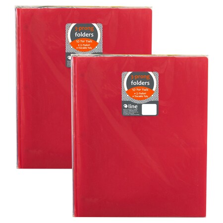 C-Line Products Two-Pocket Heavyweight Poly Portfolio Folder with Prongs, Assorted Primary Colors, 20PK 32960