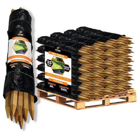 Xpose Safety 3ft x 100ft Silt Fence Heavy Duty, 25PK SFHD-310-25-X