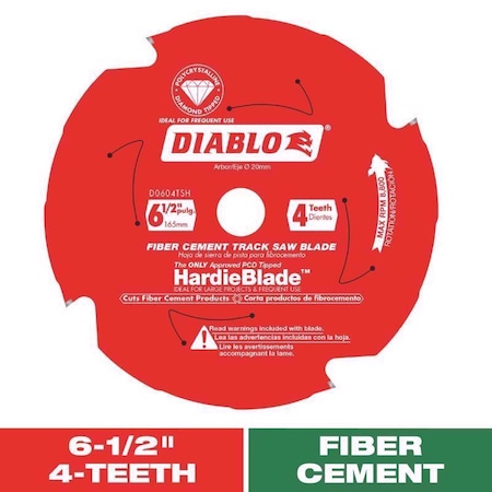 Diablo James Hardie 6 1/2 in. D X 20 mm Polycrystalline Diamond Track Saw Blade 4 teeth D0604TSH