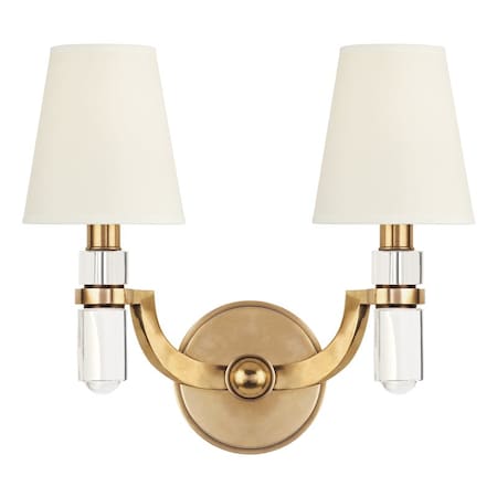 Hudson Valley Lighting Dayton 2 Light Wall Sconce 13.5 In. Aged Brass 982-AGB-WS