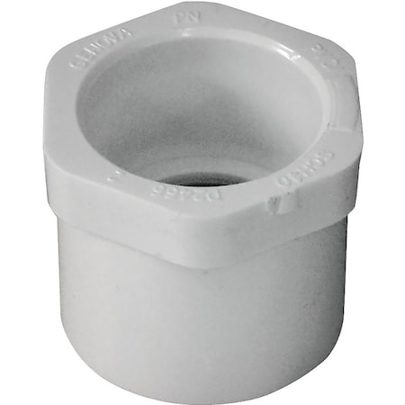 Lasco 437131 Reducer Bushing, 1 x 34 in, Spigot x Slip, PVC, White, SCH 40 Schedule, 270 psi Pressure 437131BC