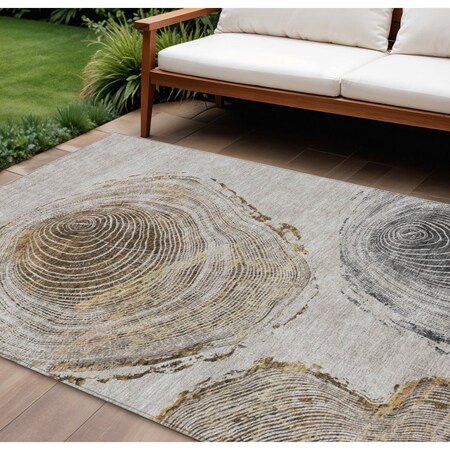 Homeroots 8' X 10' Taupe Gray And Brown Abstract Washable Indoor Outdoor Area Rug 582809