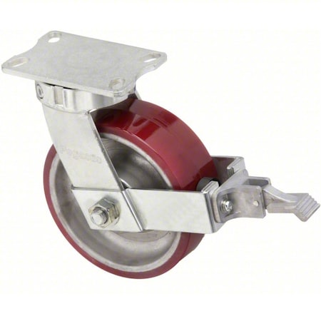 Zoro Select PlateCaster, Swivel, Polyurethane, 10 1/8"H P27S-URA080K-16-WK-DL