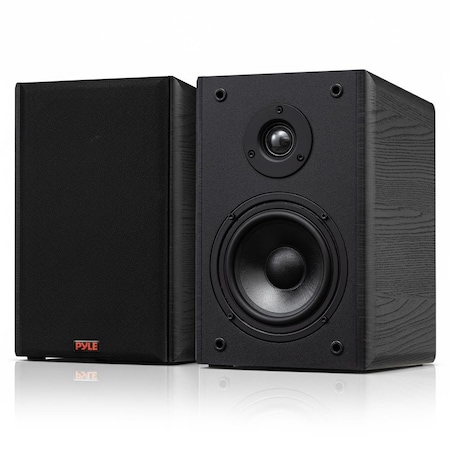 Pyle 5.25 in Bookshelf Speakers, Pair of Wired Bookshelf Speakers with Wall Mount Brackets, 2-Way HiFi PHQBS53BK