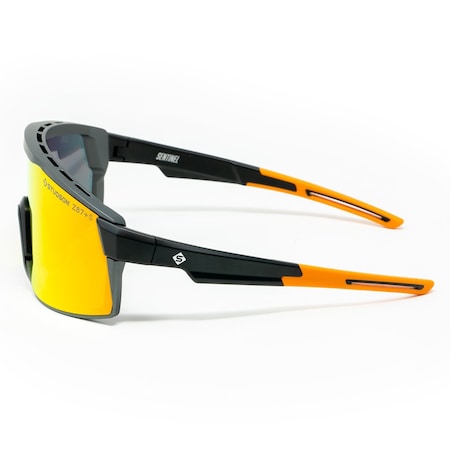 Studson The Sentinal Safety Glasses ANSI Z87+ Orange Mirror/Black One Size, OS SENT-OMZ87