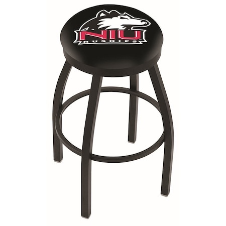 Holland Bar Stool Co 36" Blk Wrinkle Northern Illinois Swivel Bar Stool, Accent Ring L8B2B36NorIll