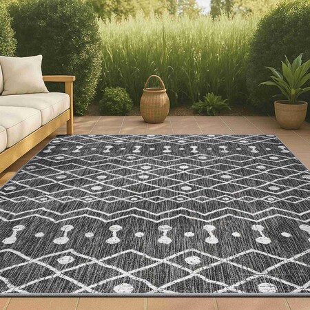 Jonathan Y Nokat Tribal Bohemian Black/Ivory 3 ft. x 5 ft. Indoor/Outdoor Area Rug SMB131E-3