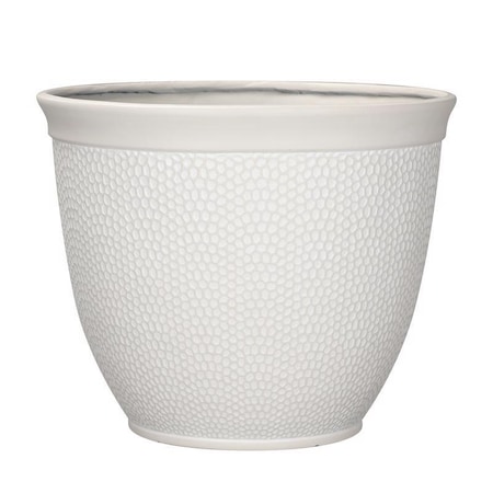 L&G 13 in. H X 16 in. D Polyresin Shea Planter White PVI4616TWI
