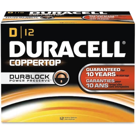 Duracell Coppertop D Alkaline Battery, 1.5V DC, PK12 MN1300