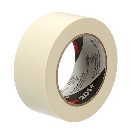 3M Masking Tape, 48 mm W x 55 m L, 4.4 mil Thick, Tan, Rubber Adhesive, 24 PK 201+