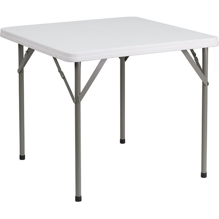 Flash Furniture Square Wh 34Sq Plastic Fold Table, 34.25" W, 34.25" L, 29.5" H, Plastic Top, White DAD-YCZ-86-GG