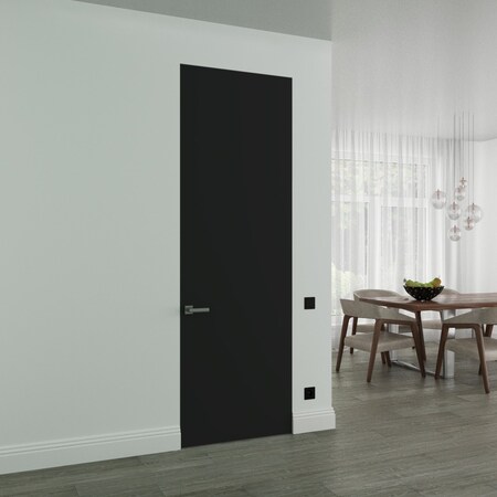 Sartodoors Hidden Door, Planum 0010 Matte Black Concealed Metal Frame 28" x 80" Right-hand Outswing PLANUM0010MF-BLK-28x80-RH-O