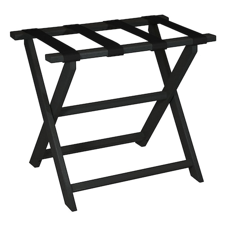 Homeroots Earth Friendly Black Folding Luggage Rack With Black Straps 383082