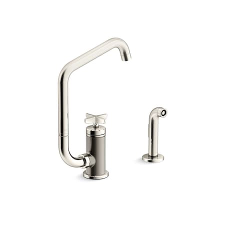 Kohler Billet Single-handle bar sink faucet with two-function extended-reach spout and side sprayer 28667-3-SN