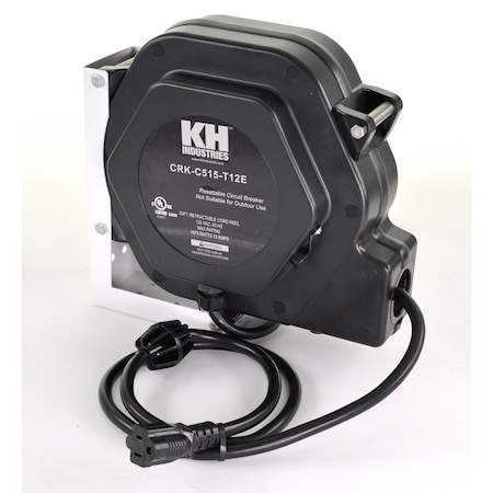 Kh Industries Retractable Cord Reel, Light Duty, Indoor, Crk Series, 15 Amp CRK-C515-T12E