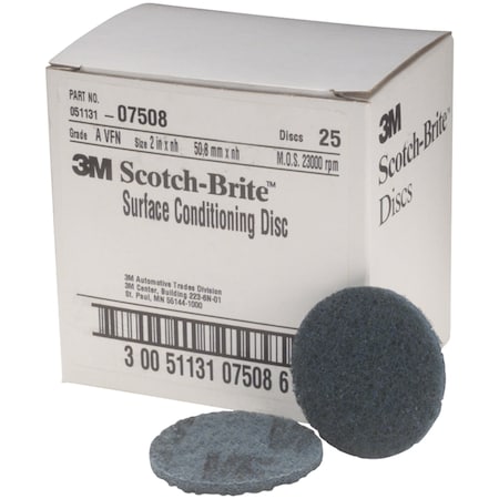 Scotch-Brite Surface Conditioning Disc, 07508, A/O Very Fine, 2 in x NH, 4PK SC-DH