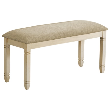 Monarch Specialties Bench, 41'' Rectangular, Upholstered, Wood, Antique White Solid Wood, Beige Fabric, Transitional I 1266