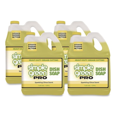 Simple Green Pro Dish Soap, Sparkling Citrus Scent, 1 gal Bottle, 4PK 4110100401128