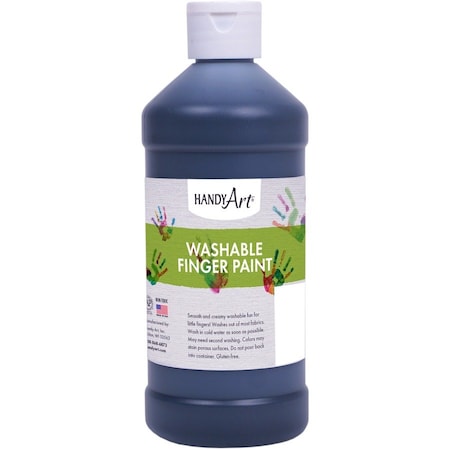 Handy Art Washable Finger Paint, Black, 16 oz., 6PK 241055