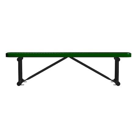Leisure Craft Bench w/o Back, Surface Mount, 6ft, Blk/Grn B6XPSM-BLACK GREEN