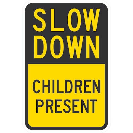 Lyle Slow Down Children Present, 12x18, Engineer Grade, Yellow G-3637-EG_12x18